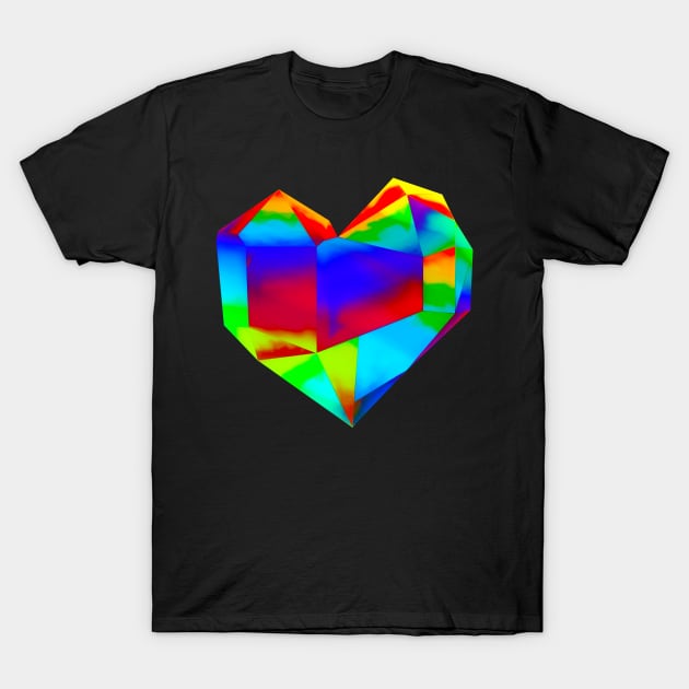 Rainbow Crystal Heart T-Shirt by HeyListen